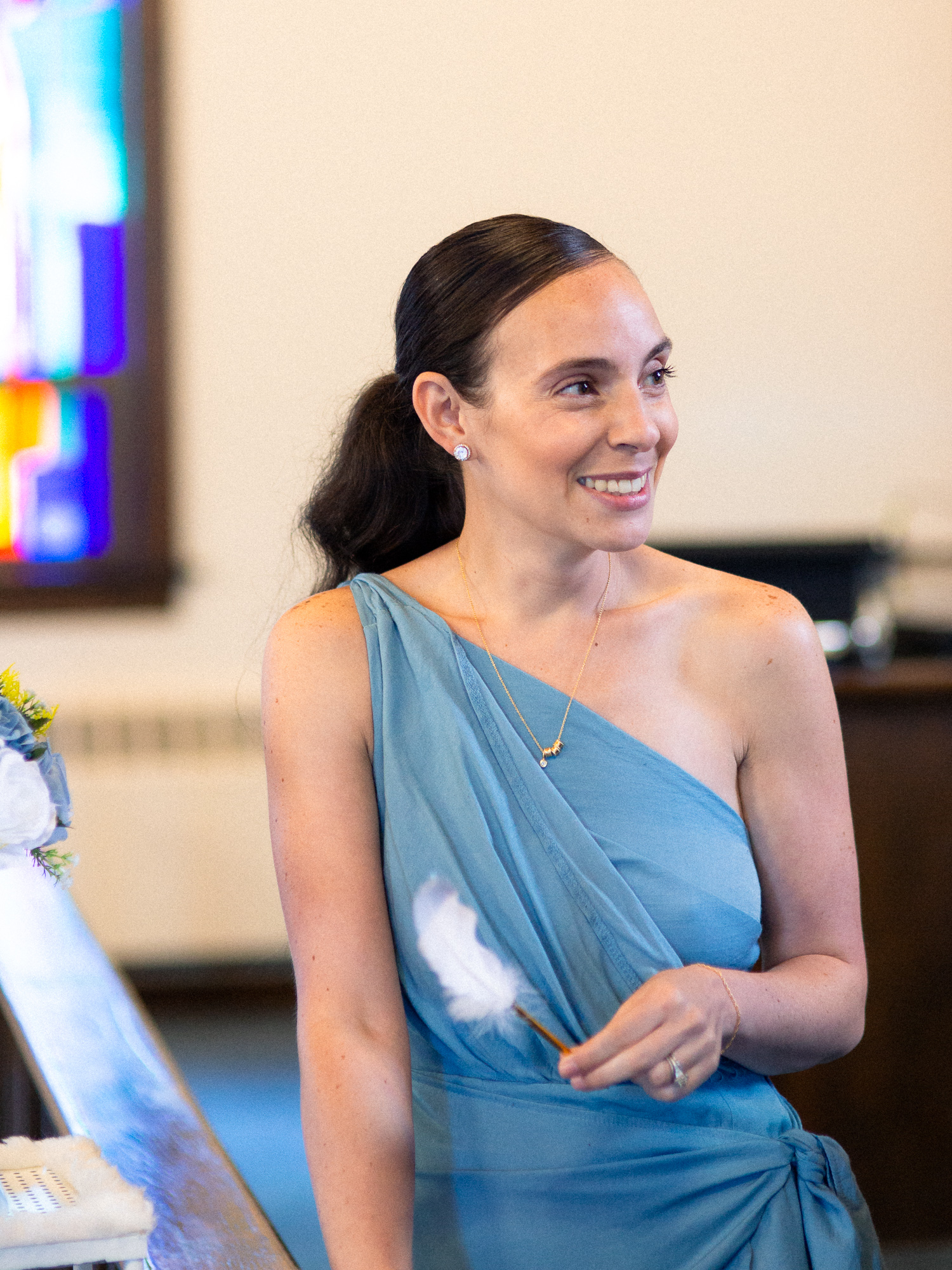 candid photo of a wedding guest