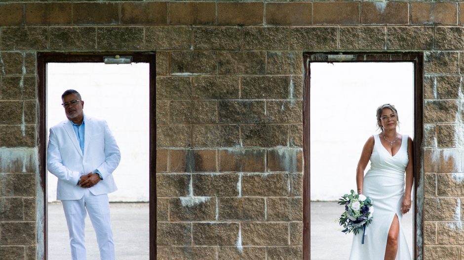 artistic photo of bride and groom
