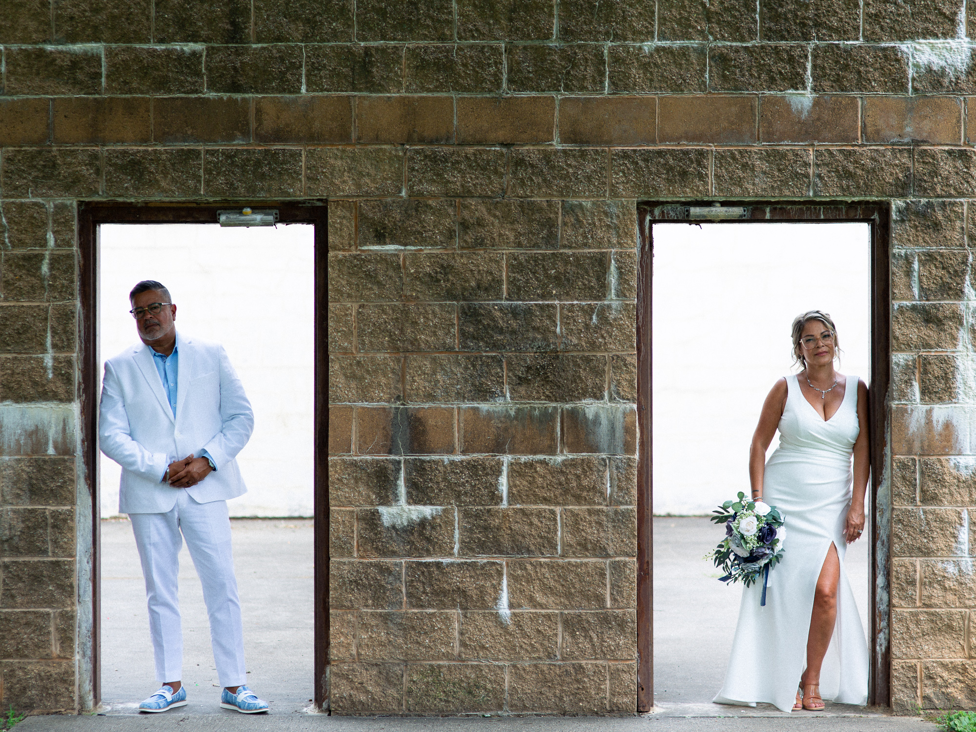 artistic photo of bride and groom