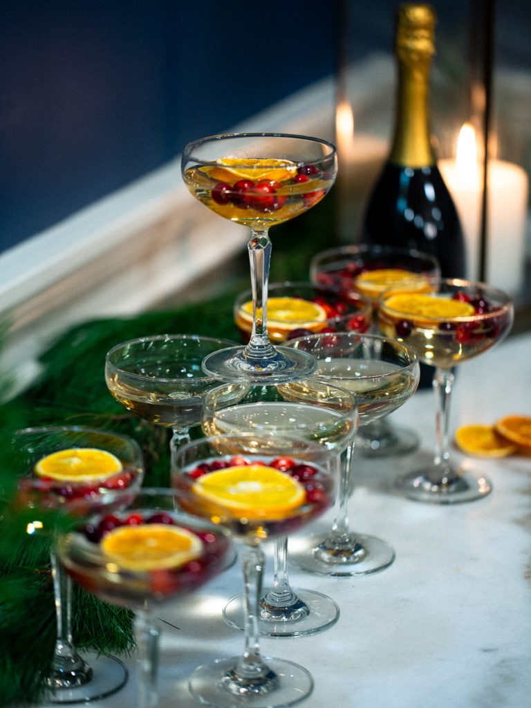 close up of champagne glasses