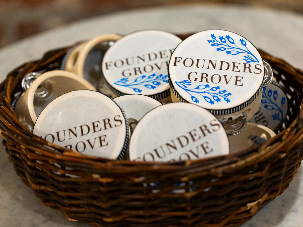 Close up of tamborines