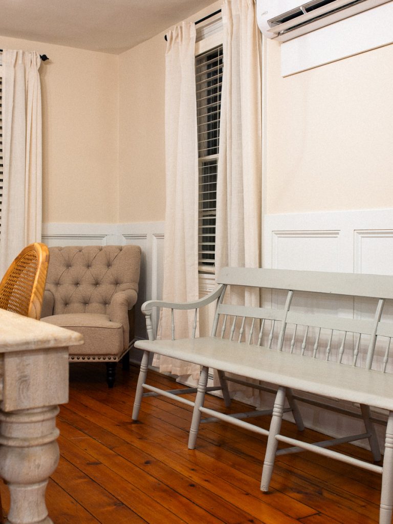 Medium compositon of a bench and chair