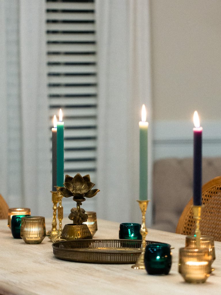 Close up of candles on a table
