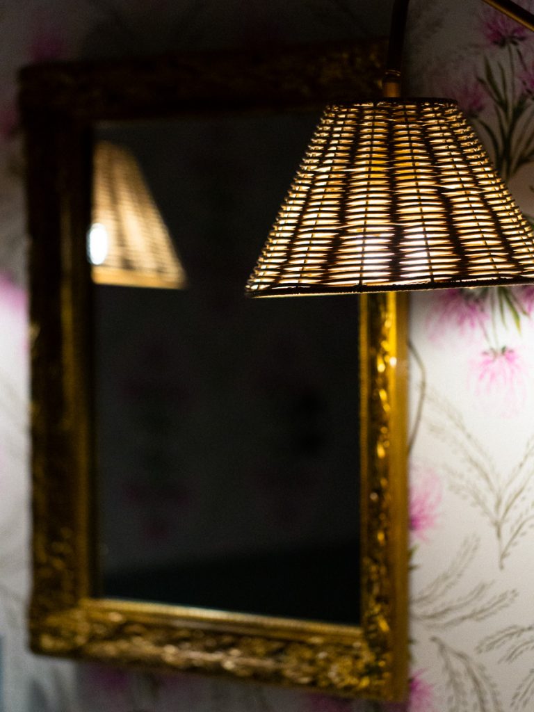 Close up of a bathroom light