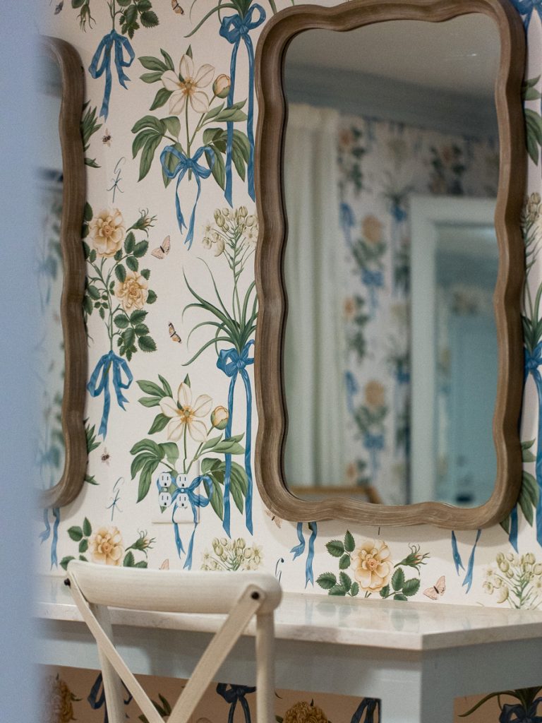 Close up of mirror and chair