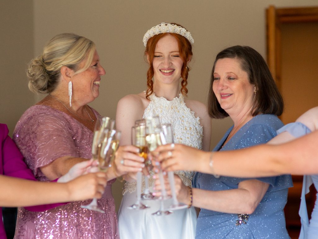 bride and mom's cheers