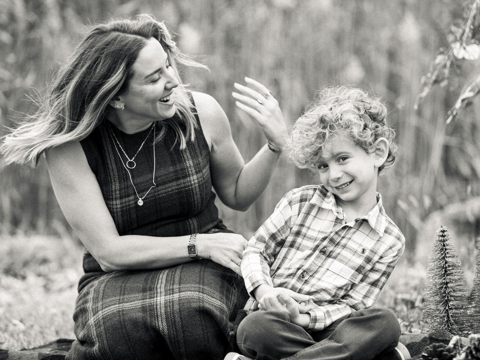 candid of mom and son