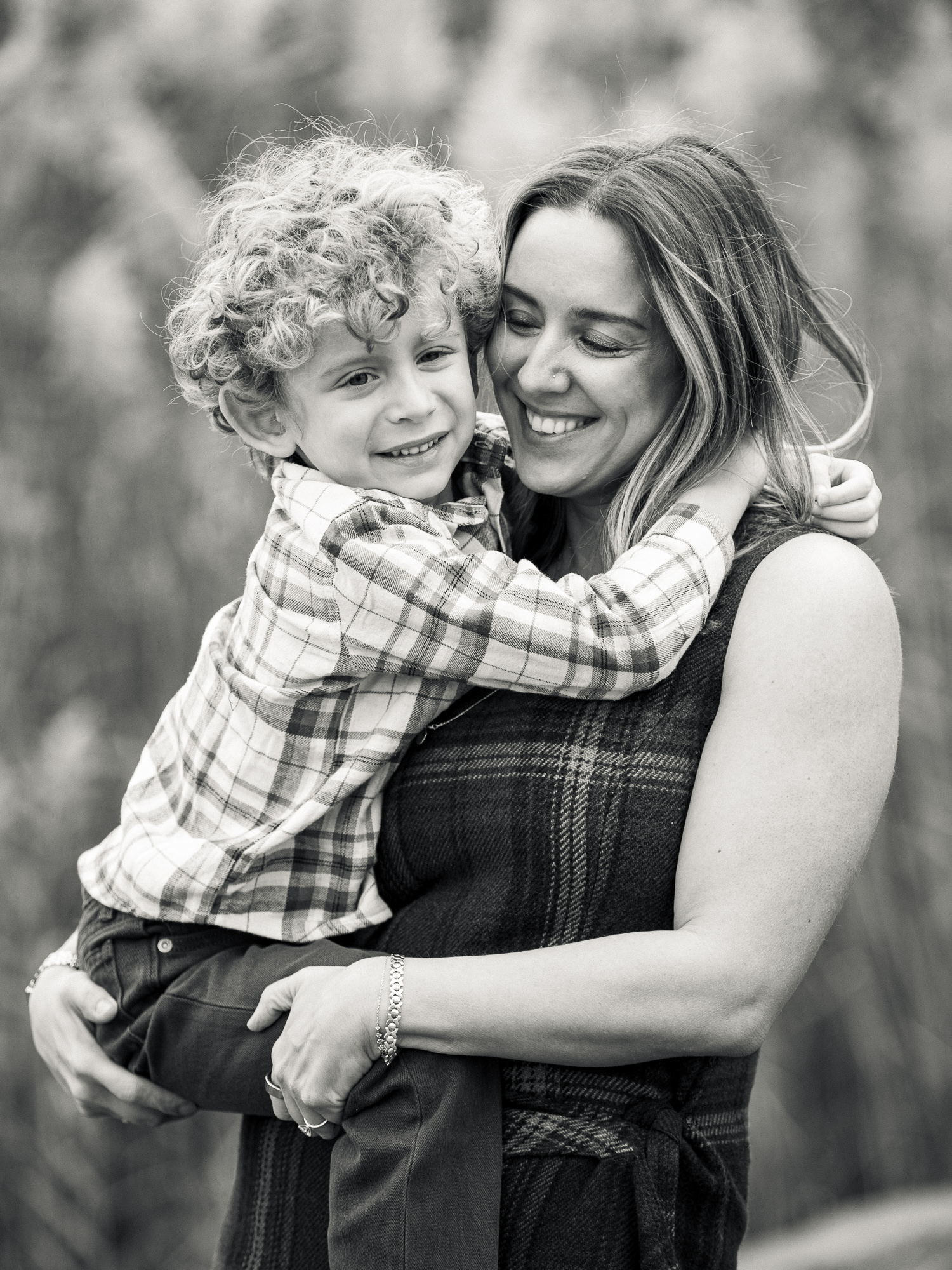 candid of mom and son