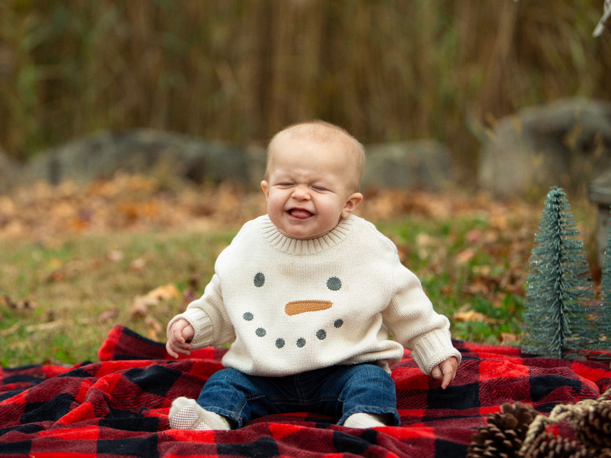 candid of a baby laughing