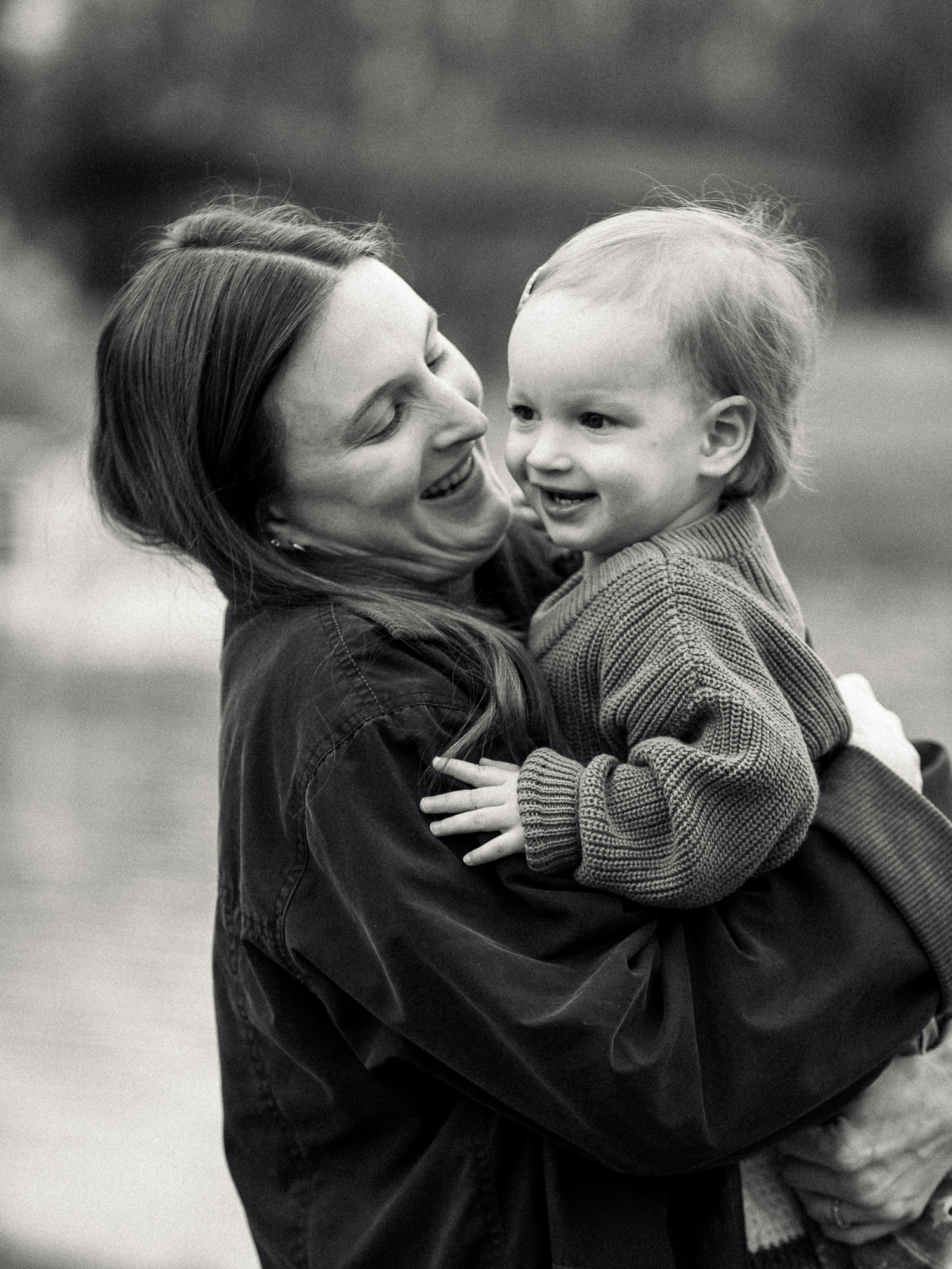 candid photo of mom and daughter